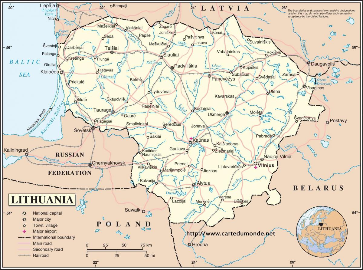 Mapa Litva krajiny