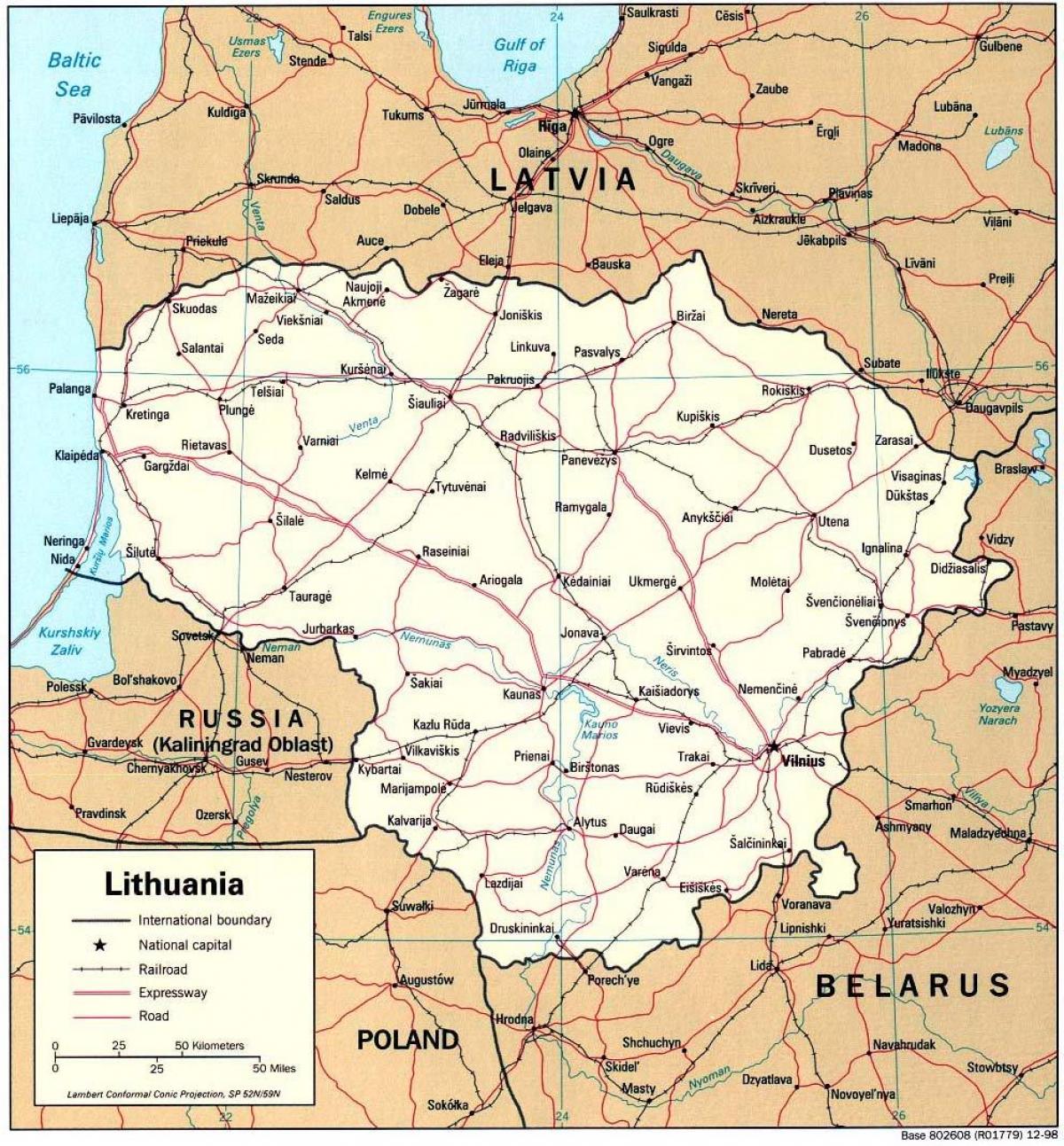 mapa zobrazuje Litva