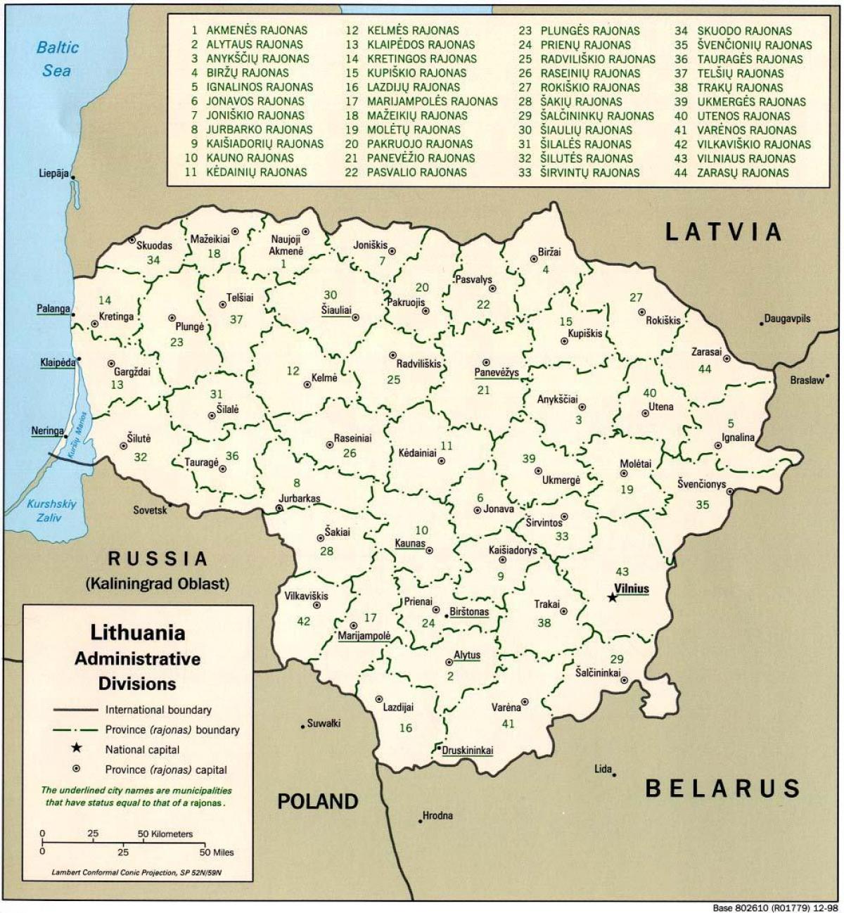 Mapa, mapy, Litva, v mestách
