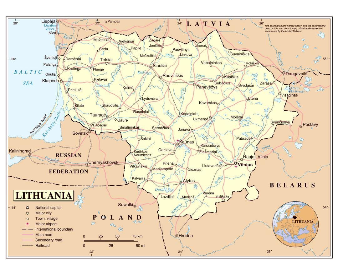 Mapa Litva letiská
