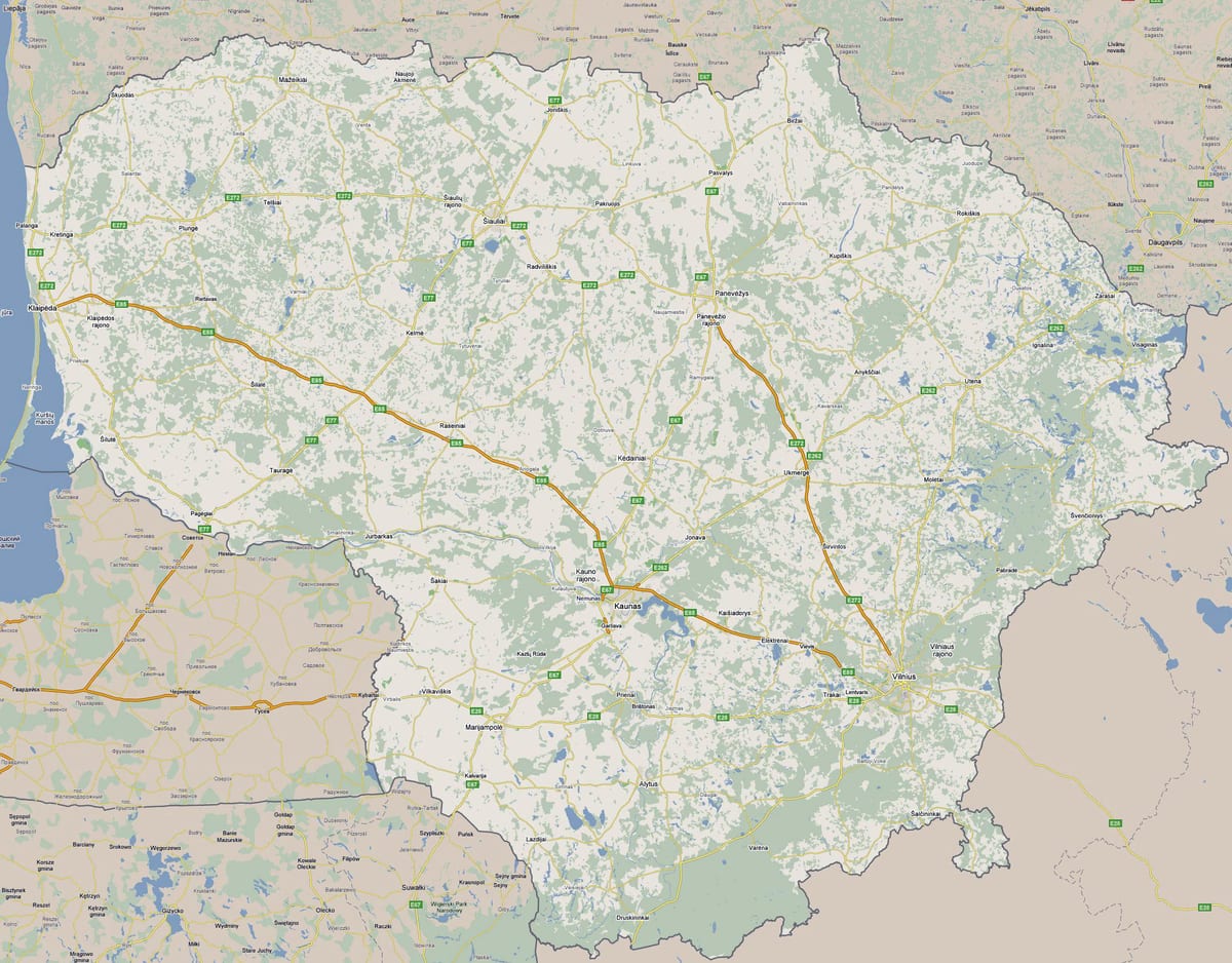 Mapa Litva turistické 